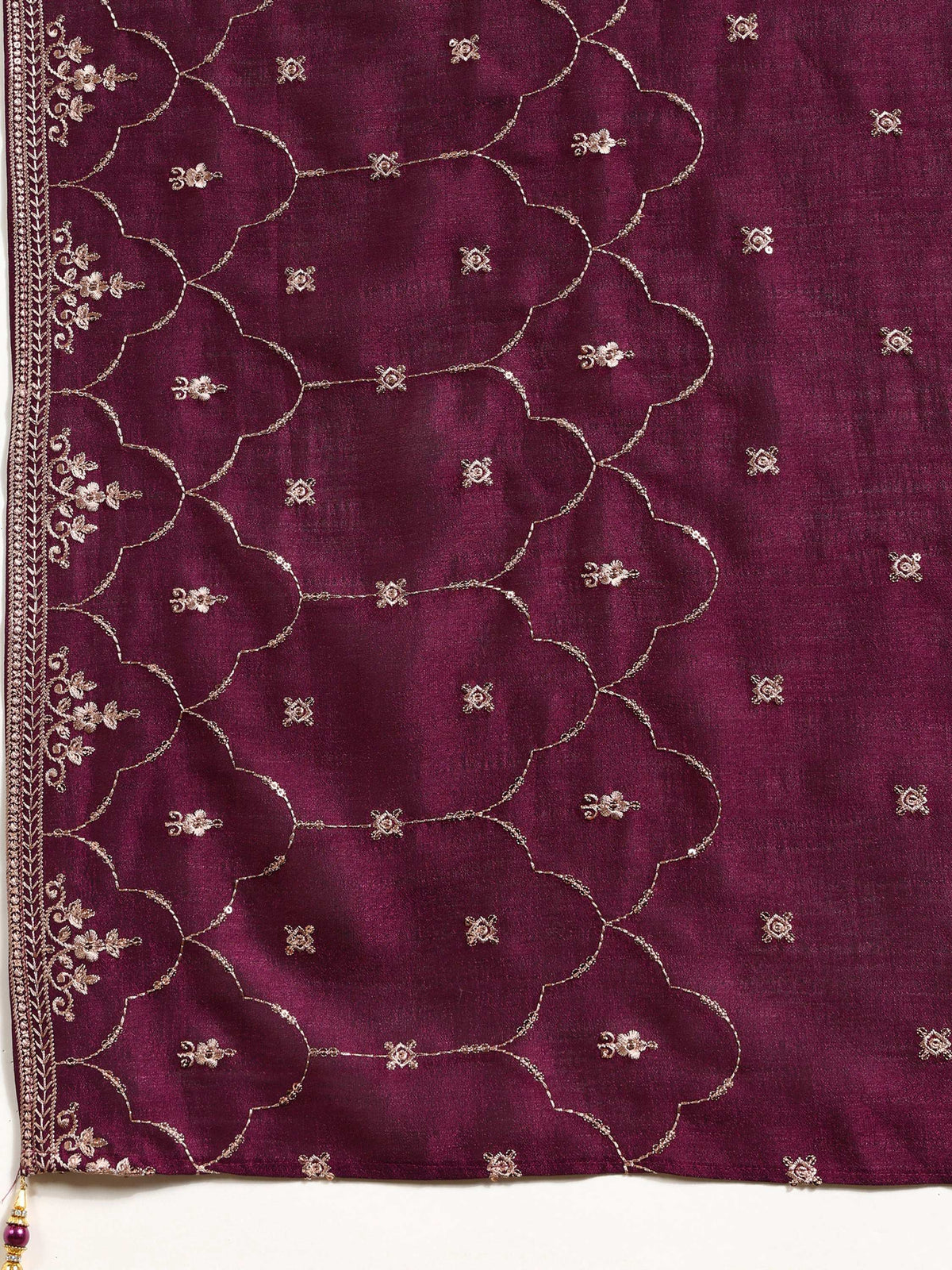 Sequined Embroidered Kurta With Pant & Embroidered Dupatta, Purple - Hiral Fashion | Grocsy