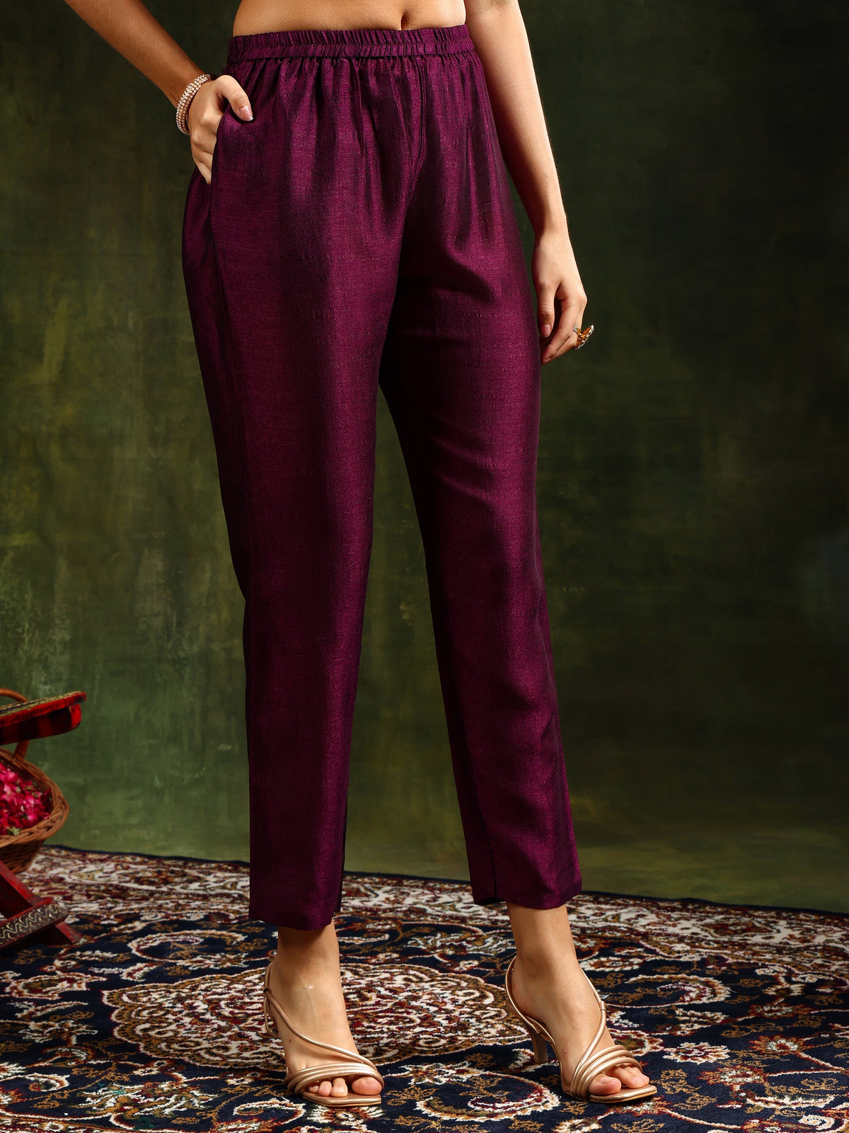 Sequined Embroidered Kurta With Pant & Embroidered Dupatta, Purple - Hiral Fashion | Grocsy