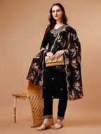 Embroidered Kurta With Pant & Floral Printed Cut Embroidered Work Dupatta Premium, Multicolor - Hiral Fashion | Grocsy
