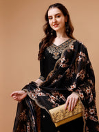 Embroidered Kurta With Pant & Floral Printed Cut Embroidered Work Dupatta Premium, Multicolor - Hiral Fashion | Grocsy