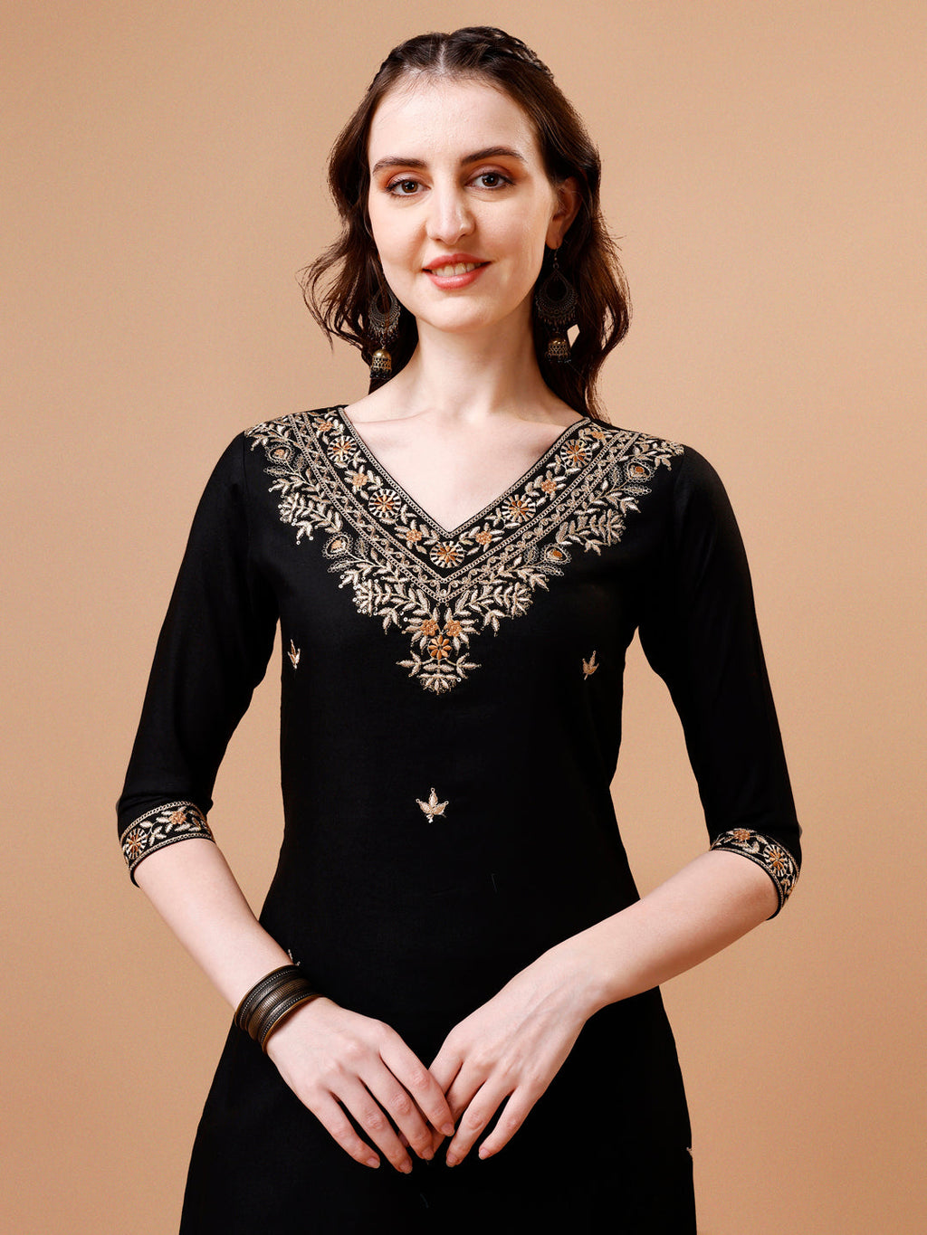 Embroidered Kurta With Pant & Floral Printed Cut Embroidered Work Dupatta Premium, Multicolor - Hiral Fashion | Grocsy