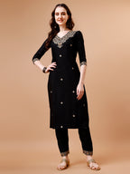 Embroidered Kurta With Pant & Floral Printed Cut Embroidered Work Dupatta Premium, Multicolor - Hiral Fashion | Grocsy