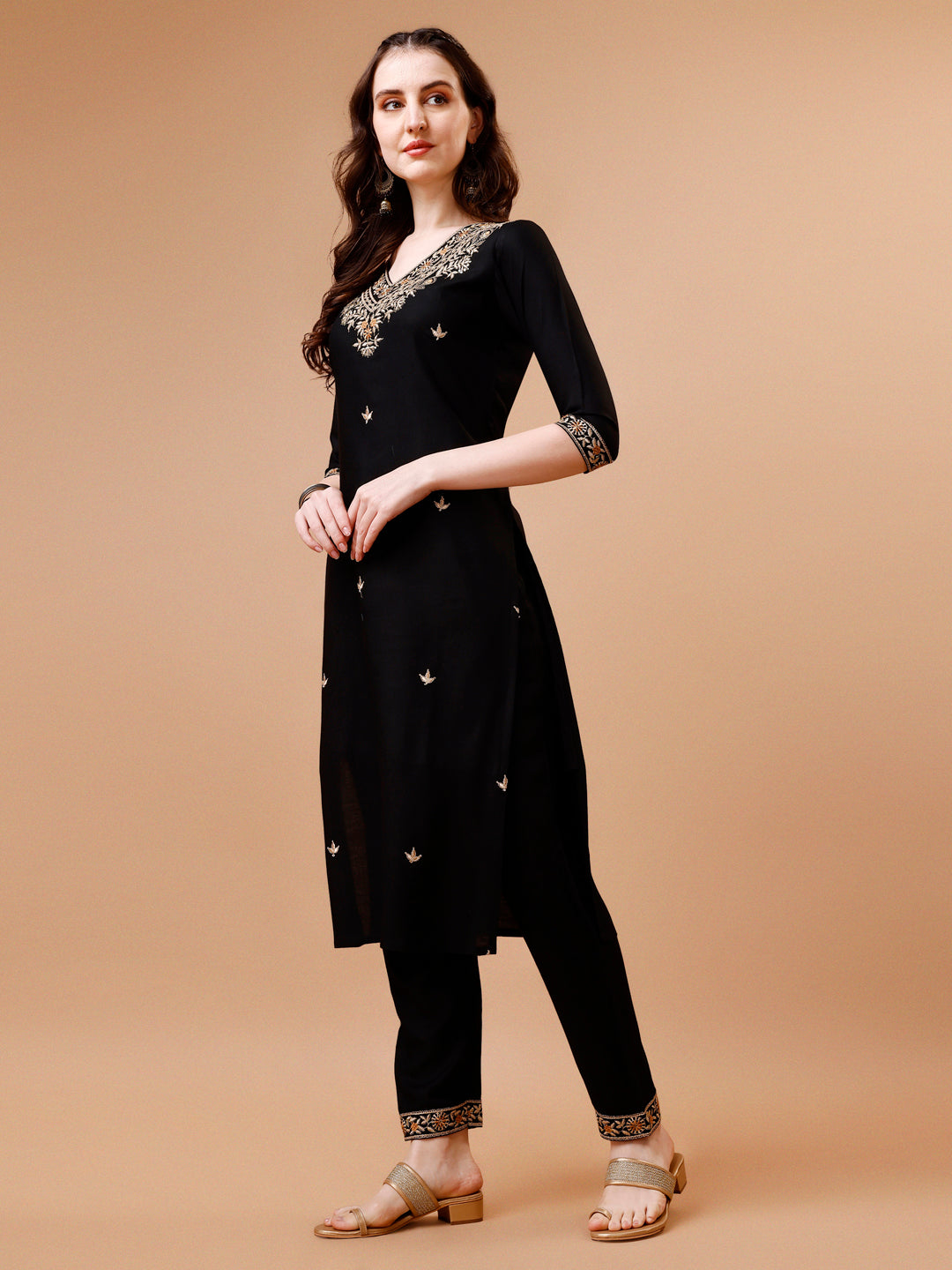 Embroidered Kurta With Pant & Floral Printed Cut Embroidered Work Dupatta Premium, Multicolor - Hiral Fashion | Grocsy
