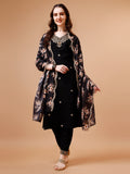 Embroidered Kurta With Pant & Floral Printed Cut Embroidered Work Dupatta Premium, Multicolor - Hiral Fashion | Grocsy