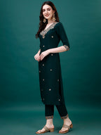Embroidered Kurta With Pant & Embroidered & Printed Dupatta, Multicolor - Hiral Fashion | Grocsy