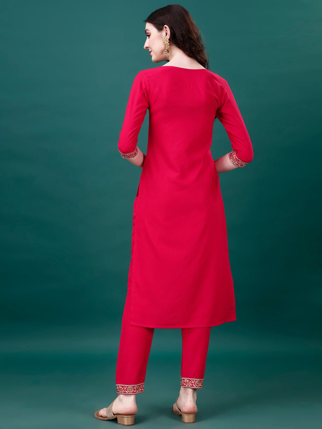 Embroidered Kurta With Pant & Embroidered & Printed Dupatta, Multicolor - Hiral Fashion | Grocsy