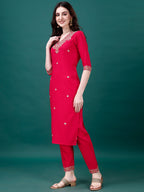 Embroidered Kurta With Pant & Embroidered & Printed Dupatta, Multicolor - Hiral Fashion | Grocsy