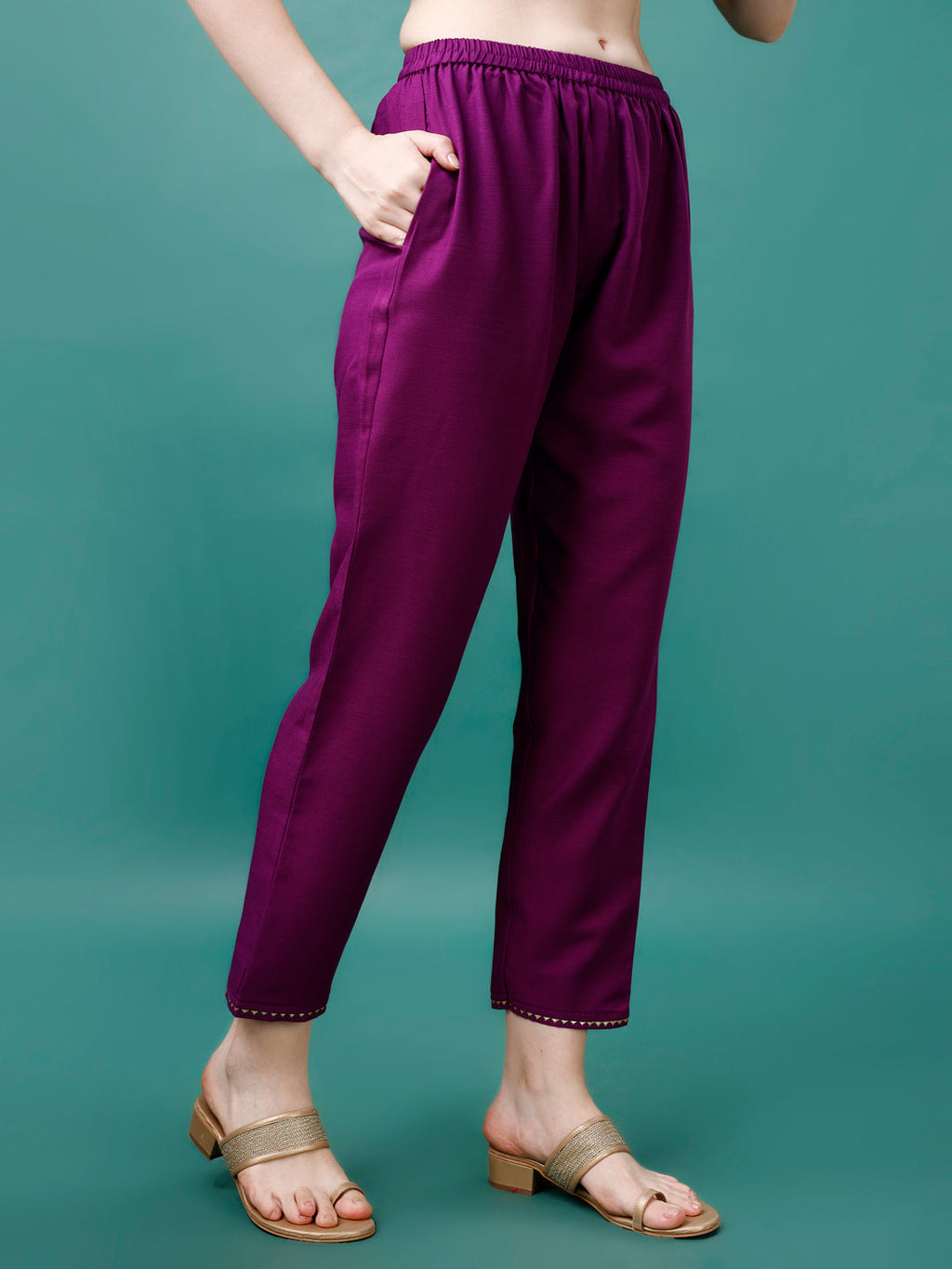 Embroidered Kurta With Pant & Chanderi Dupatta, Multicolor - Hiral Fashion | Grocsy