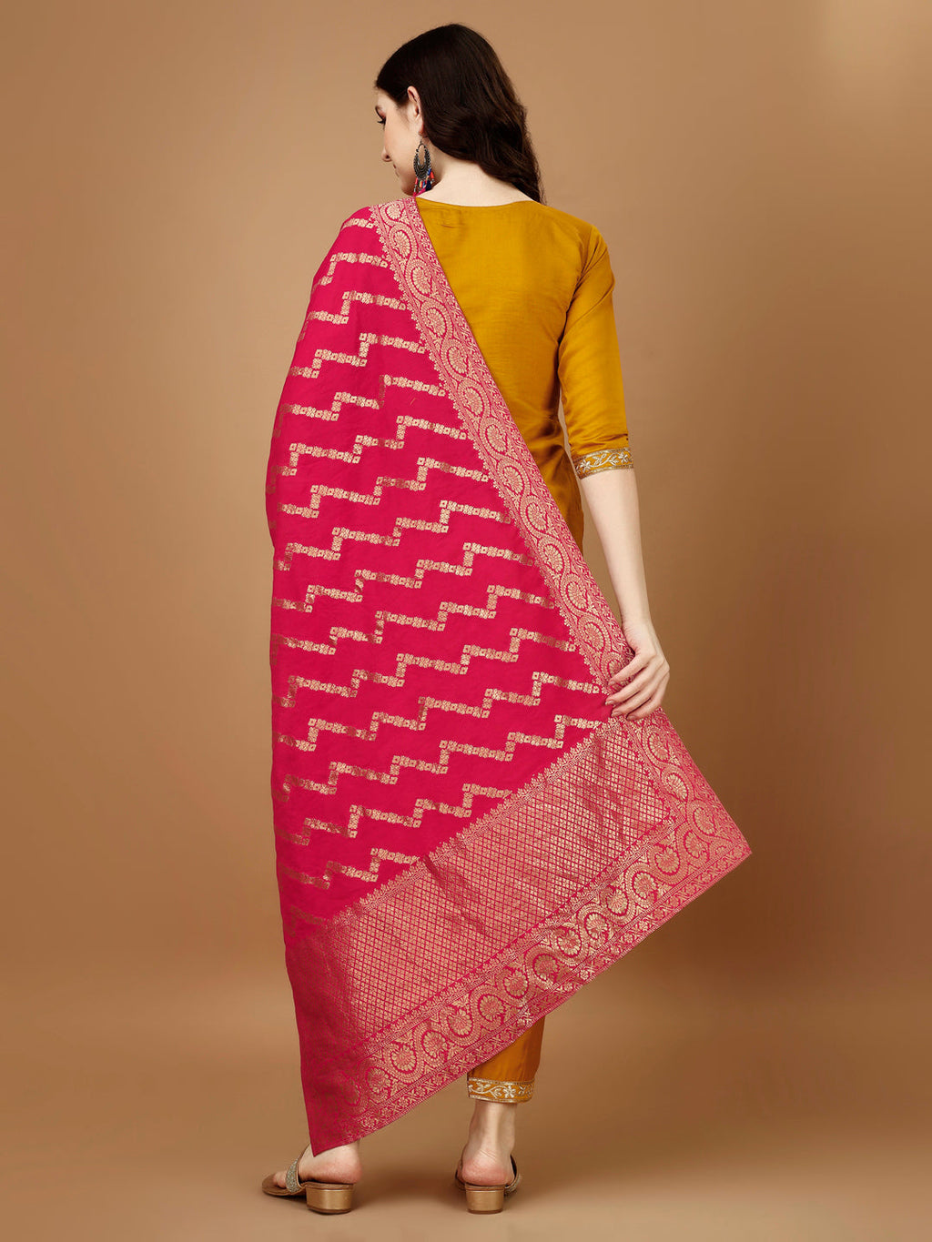 Embroidered Kurta With Pant & Banarasi Jacquard Dupatta, Multicolor - Hiral Fashion | Grocsy