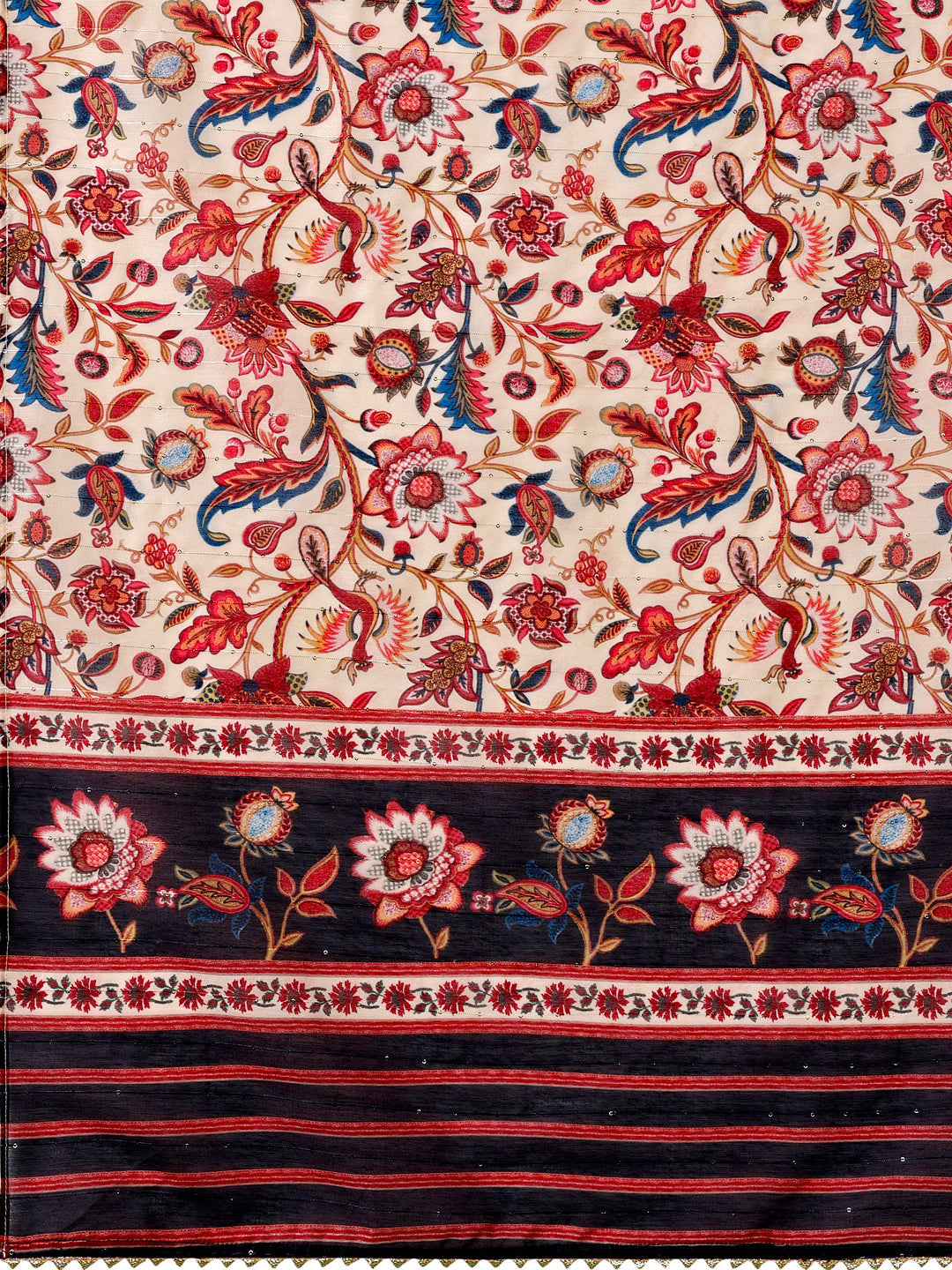 Hand Embroidered Kurta With Pant & Printed Dupatta, Multicolor - Hiral Fashion | Grocsy