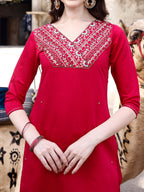 Hand Embroidered Kurta With Pant & Banarasi Dupatta Luxury, Multicolor - Hiral Fashion | Grocsy