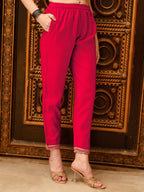 Embroidered Kurta With Pant & Chanderi Dupatta, Multicolor - Hiral Fashion | Grocsy