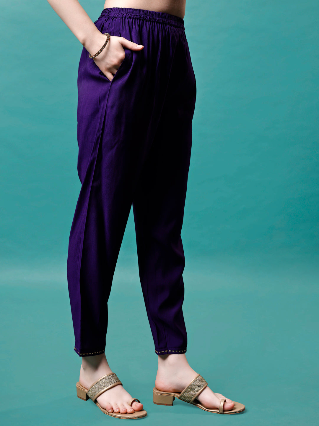 Embroidered Kurta With Pant & Sequined Dupatta, Multicolor - Hiral Fashion | Grocsy
