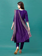 Embroidered Kurta With Pant & Sequined Dupatta, Multicolor - Hiral Fashion | Grocsy