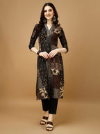 Hand Embroidered & Printed Kurta With Pant & Dupatta, Multicolor - Hiral Fashion | Grocsy