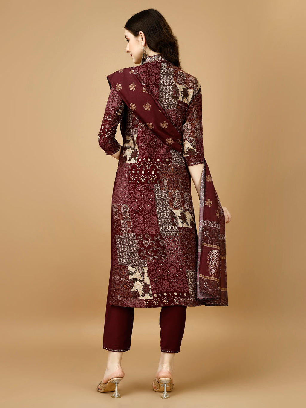Hand Embroidered & Printed Kurta With Pant & Dupatta, Multicolor - Hiral Fashion | Grocsy