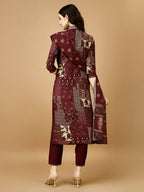 Hand Embroidered & Printed Kurta With Pant & Dupatta, Multicolor - Hiral Fashion | Grocsy