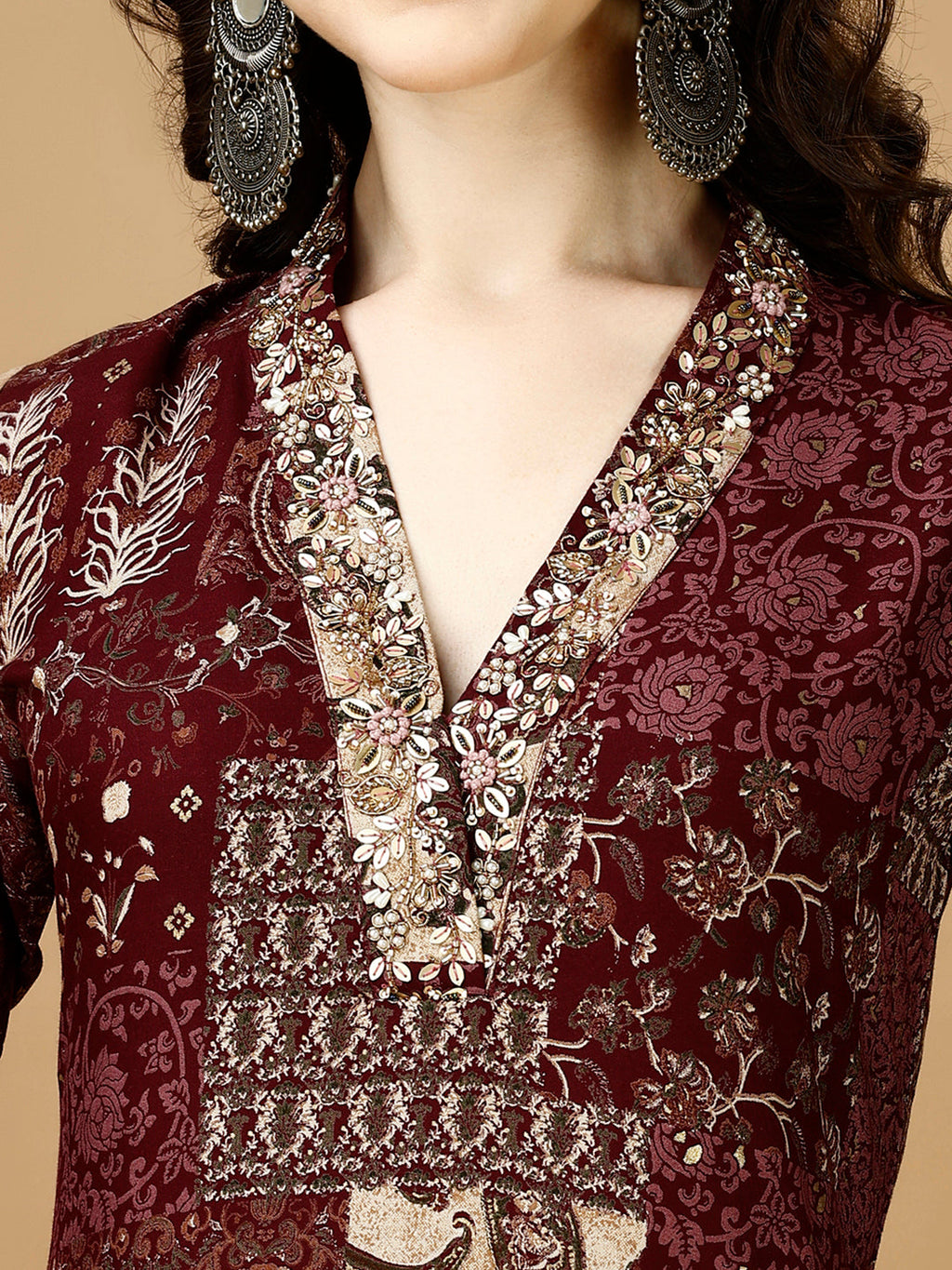 Hand Embroidered & Printed Kurta With Pant & Dupatta, Multicolor - Hiral Fashion | Grocsy