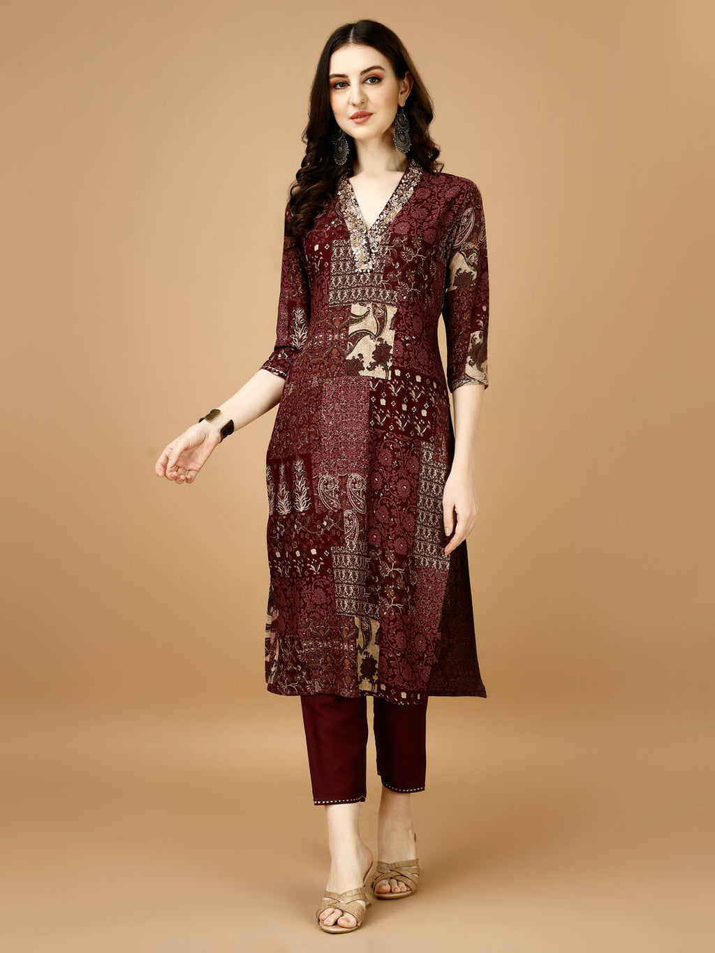 Hand Embroidered & Printed Kurta With Pant & Dupatta, Multicolor - Hiral Fashion | Grocsy