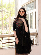 Embroidered Kurta With Pant & Organza Embroidered Dupatta Premium, Multicolor - Hiral Fashion | Grocsy