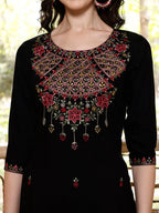 Embroidered Kurta With Pant & Organza Embroidered Dupatta Premium, Multicolor - Hiral Fashion | Grocsy