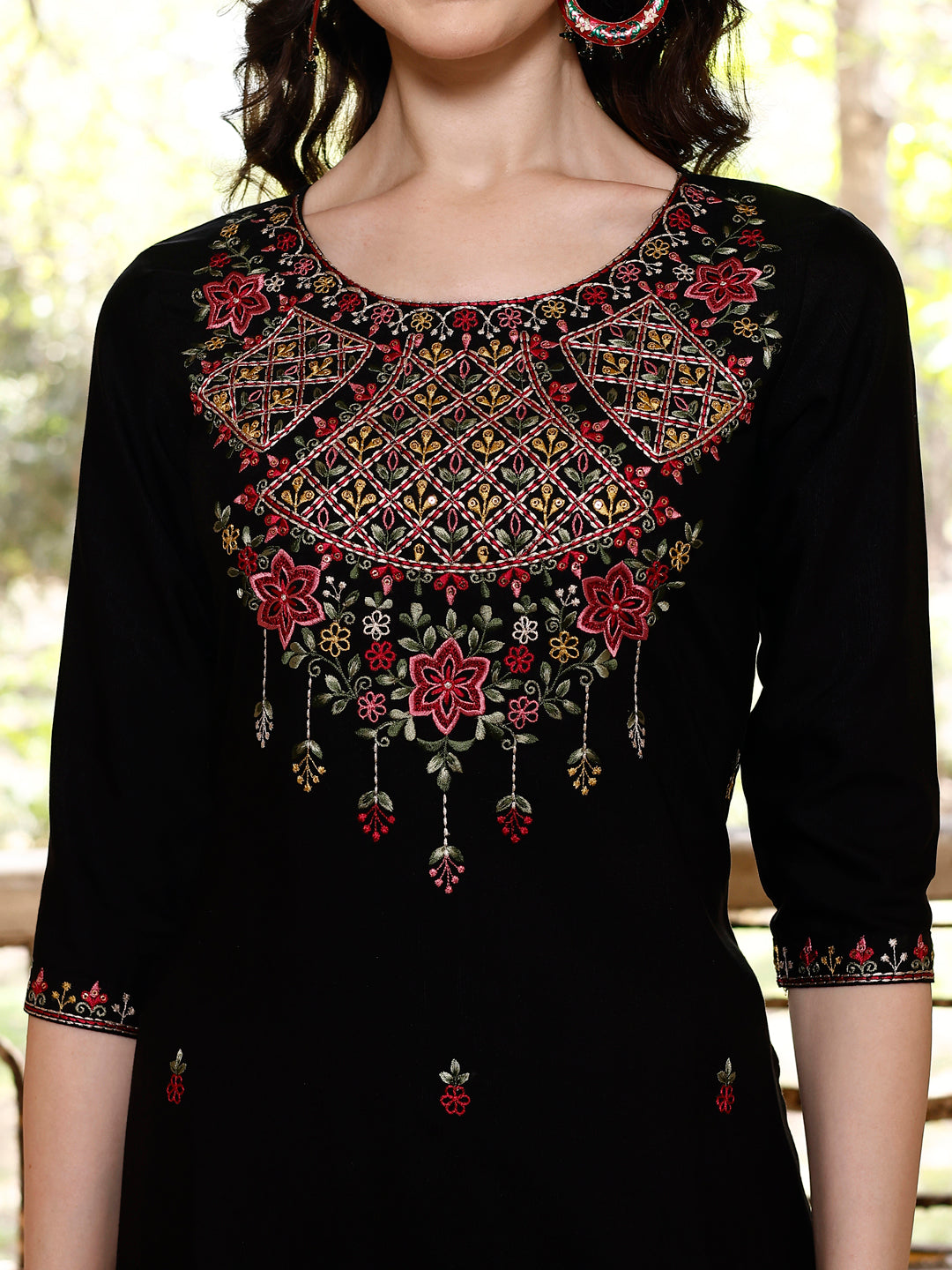Embroidered Kurta With Pant & Organza Embroidered Dupatta Premium, Multicolor - Hiral Fashion | Grocsy