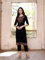 Embroidered Kurta With Pant & Organza Embroidered Dupatta Premium, Multicolor - Hiral Fashion | Grocsy