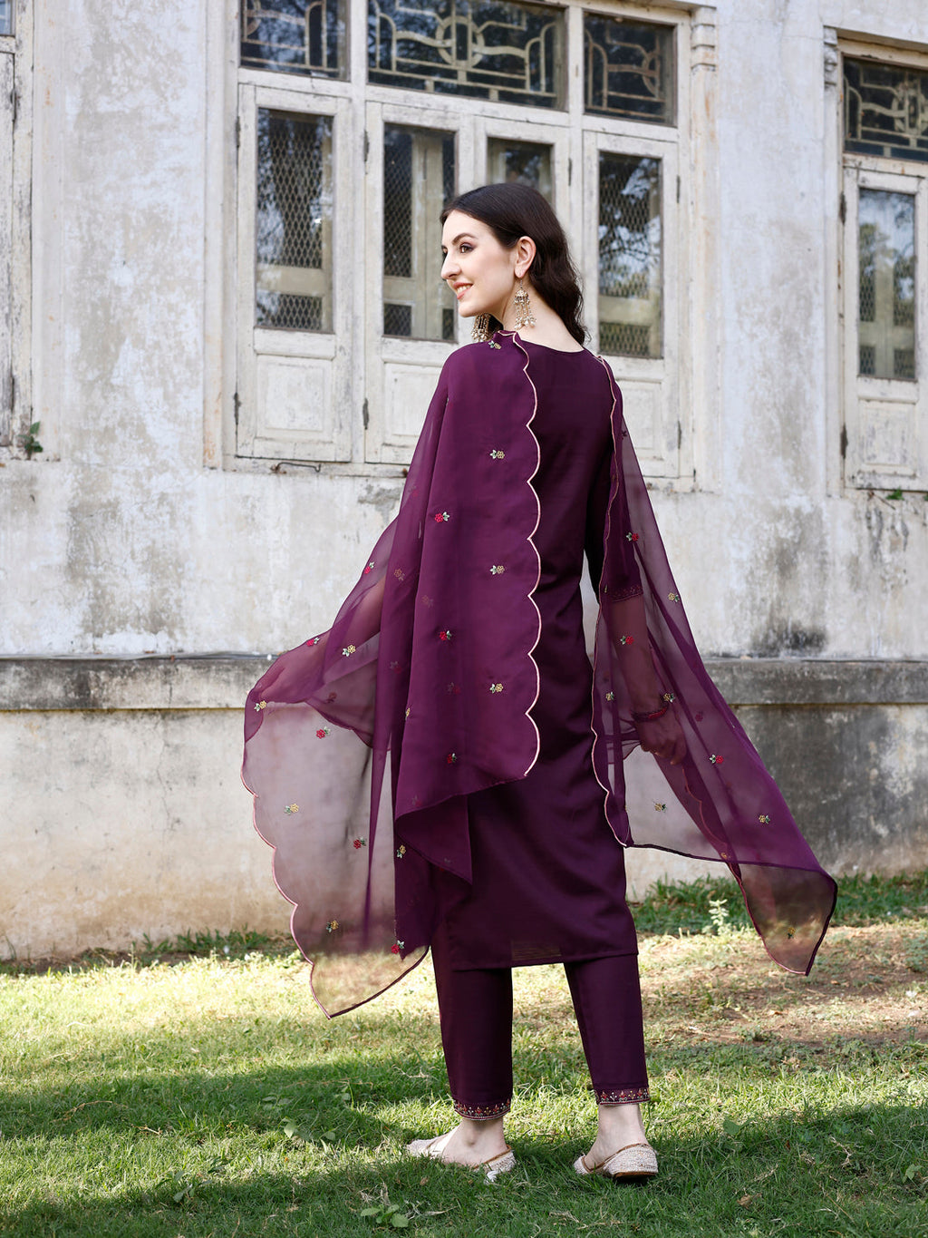 Embroidered Kurta With Pant & Organza Embroidered Dupatta Premium, Multicolor - Hiral Fashion | Grocsy