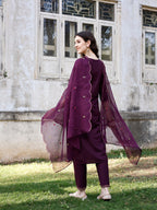 Embroidered Kurta With Pant & Organza Embroidered Dupatta Premium, Multicolor - Hiral Fashion | Grocsy