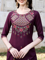 Embroidered Kurta With Pant & Organza Embroidered Dupatta Premium, Multicolor - Hiral Fashion | Grocsy