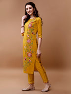 Hand Embroidered Kurta With Pant & Embroidered Organza Dupatta, Multicolor - Hiral Fashion | Grocsy