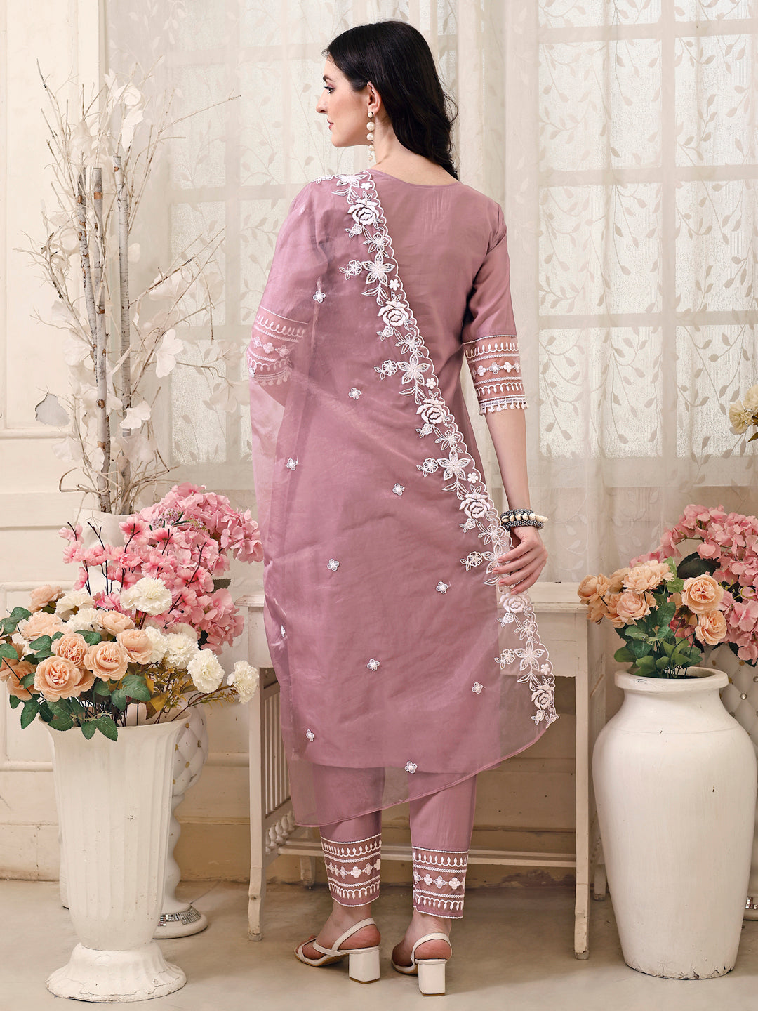 Pakistani Embroidered Kurta With Pant & Embroidered Dupatta, Multicolor - Hiral Fashion | Grocsy