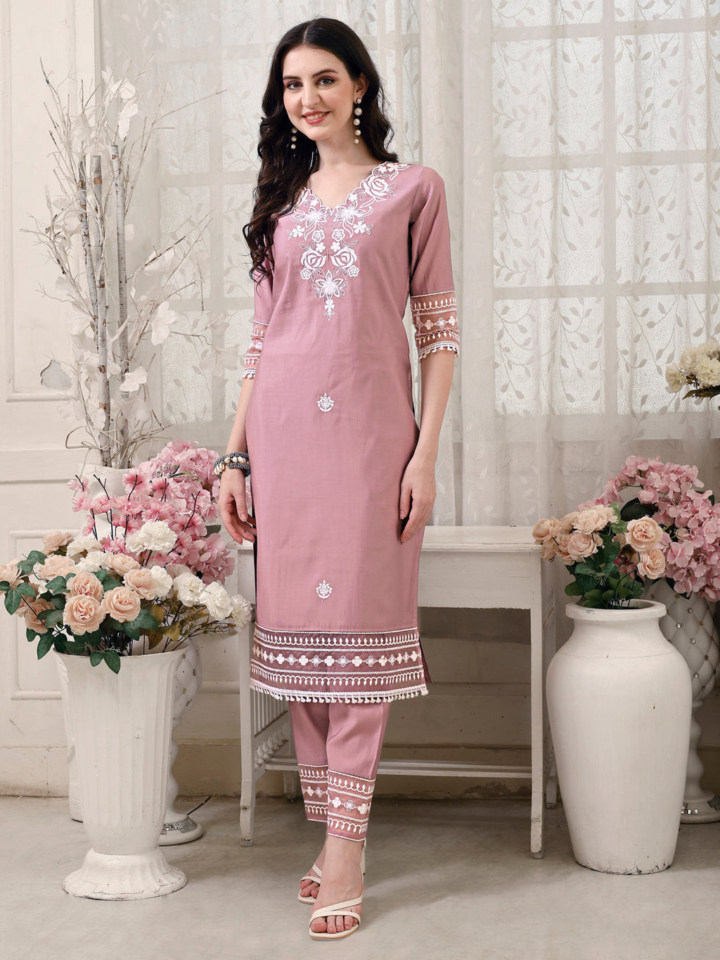 Pakistani Embroidered Kurta With Pant & Embroidered Dupatta, Multicolor - Hiral Fashion | Grocsy