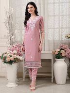 Pakistani Embroidered Kurta With Pant & Embroidered Dupatta, Multicolor - Hiral Fashion | Grocsy