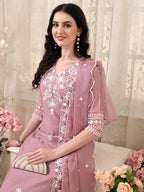 Pakistani Embroidered Kurta With Pant & Embroidered Dupatta, Multicolor - Hiral Fashion | Grocsy
