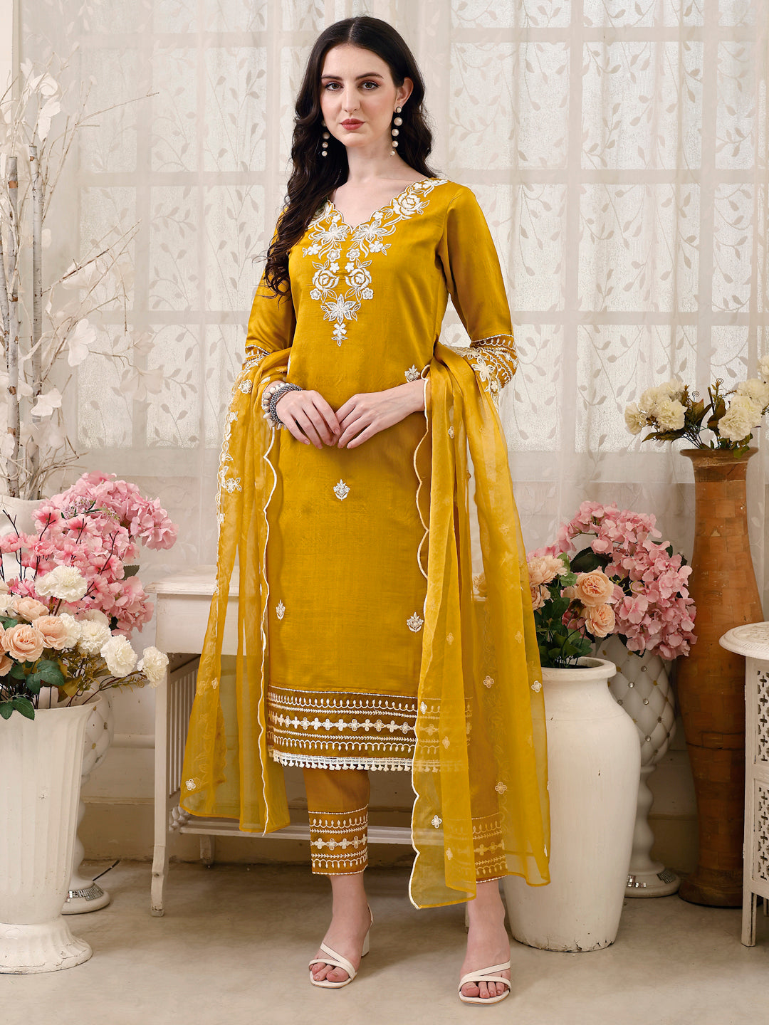 Pakistani Embroidered Kurta With Pant & Embroidered Dupatta Premium Luxury, Multicolor - Hiral Fashion | Grocsy