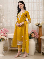 Pakistani Embroidered Kurta With Pant & Embroidered Dupatta Premium Luxury, Multicolor - Hiral Fashion | Grocsy