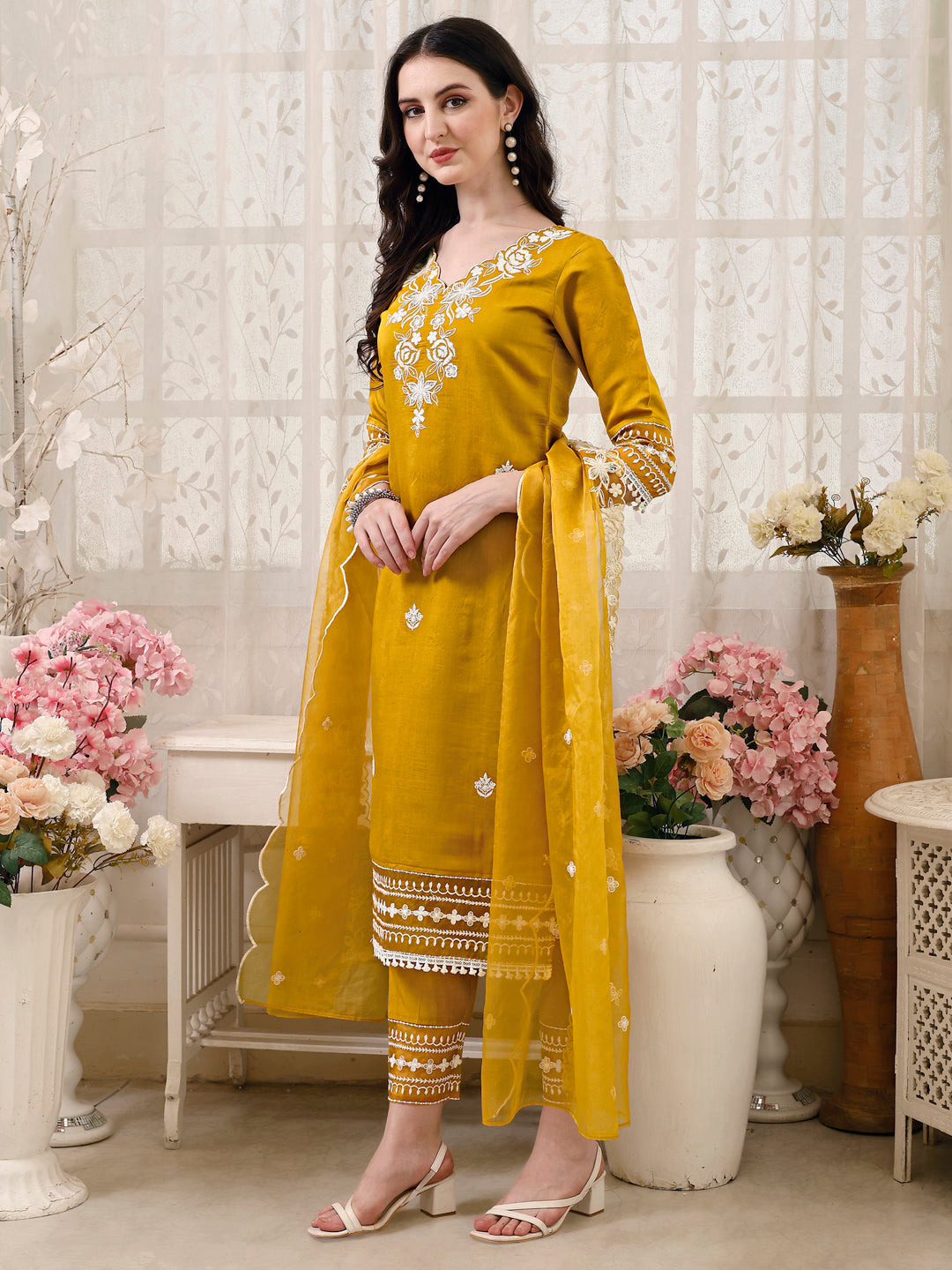 Pakistani Embroidered Kurta With Pant & Embroidered Dupatta Premium Luxury, Multicolor - Hiral Fashion | Grocsy