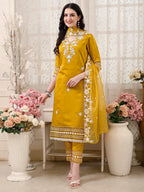 Pakistani Embroidered Kurta With Pant & Embroidered Dupatta Premium Luxury, Multicolor - Hiral Fashion | Grocsy