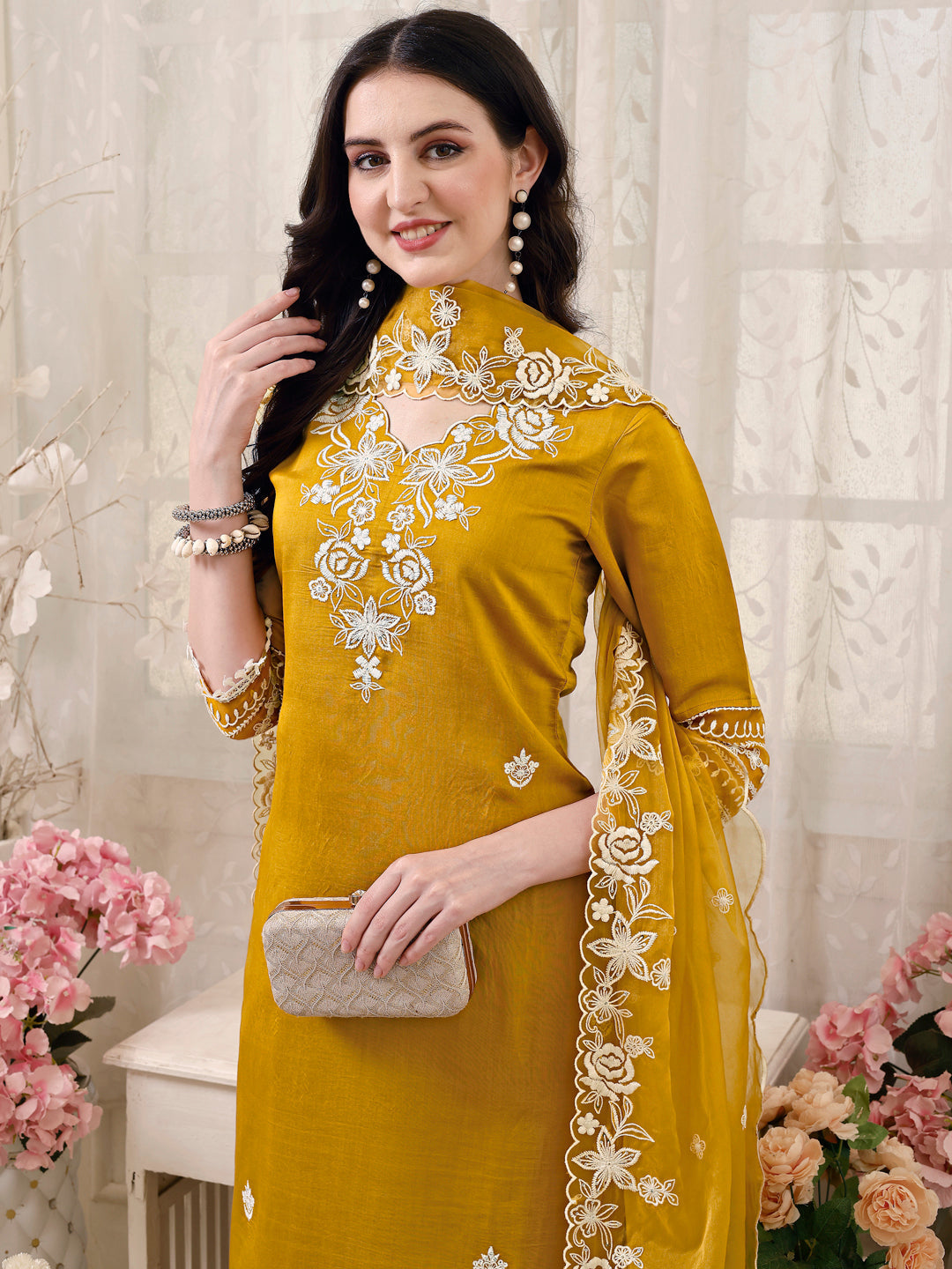 Pakistani Embroidered Kurta With Pant & Embroidered Dupatta Premium Luxury, Multicolor - Hiral Fashion | Grocsy