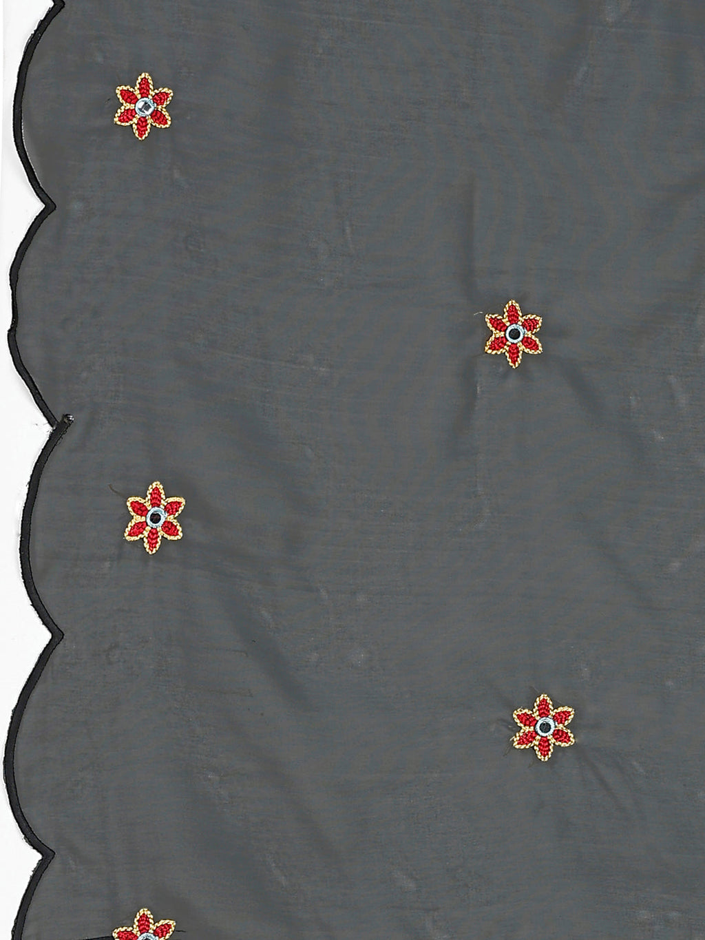 Alia Cut Mirror Embroidered Kurta With Embroidered Pant & Dupatta, Black - Hiral Fashion | Grocsy