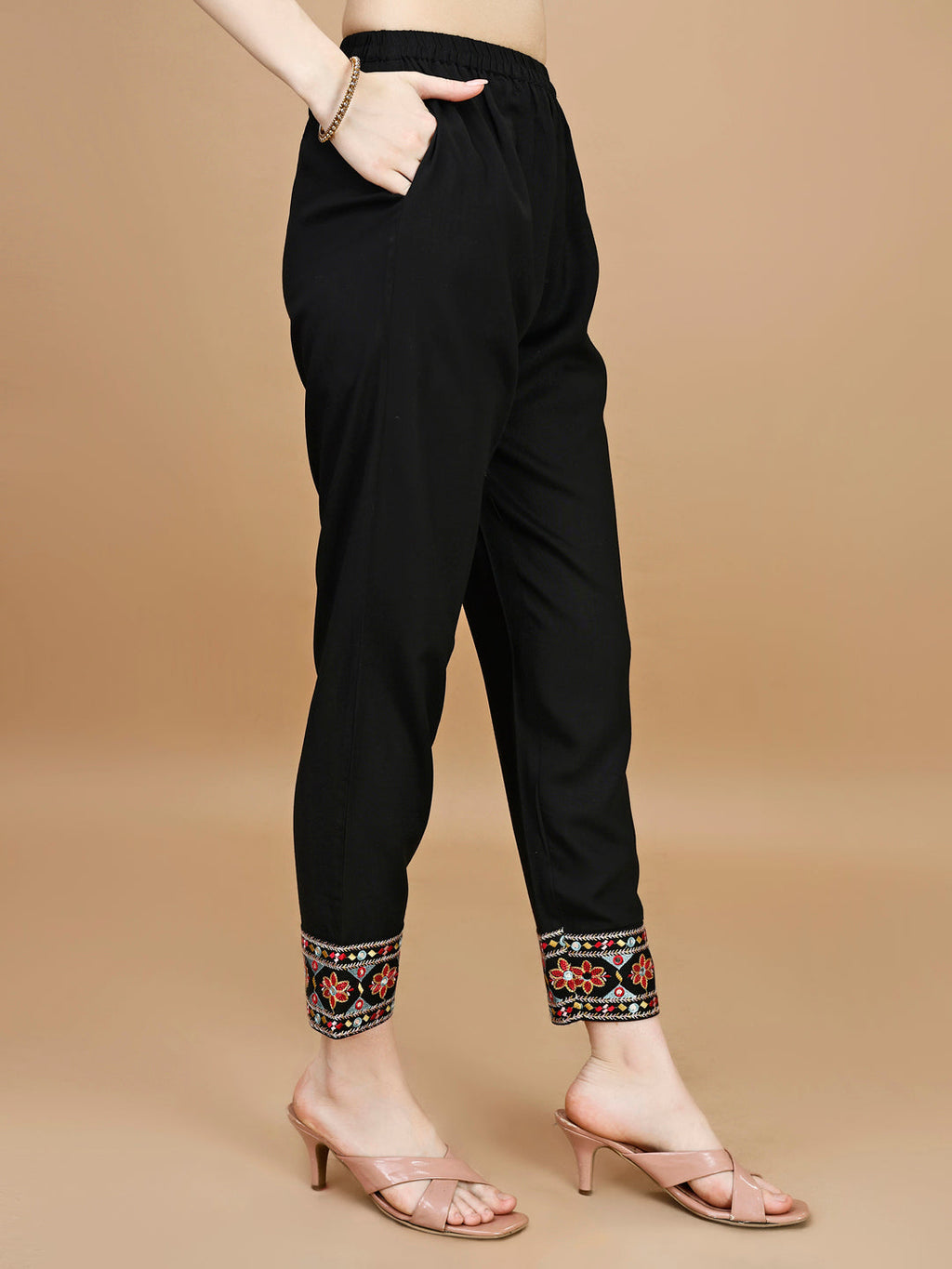 Alia Cut Mirror Embroidered Kurta With Embroidered Pant & Dupatta, Black - Hiral Fashion | Grocsy