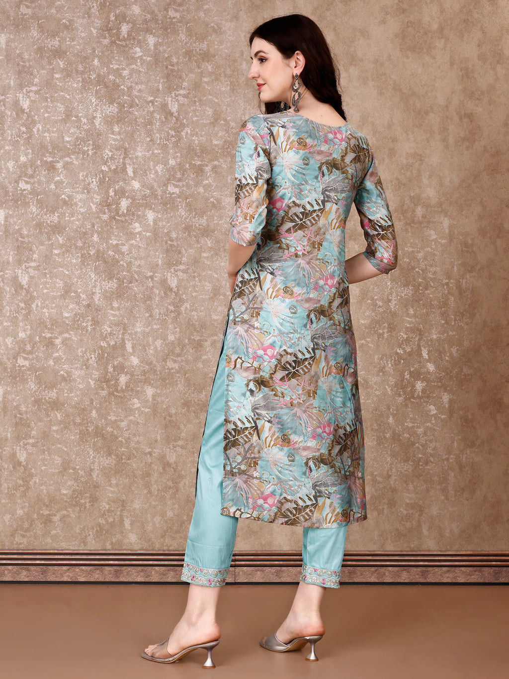 Embroidered & Floral Printed Kurta With Pant & Dupatta Premium Luxury, Multicolor - Hiral Fashion | Grocsy