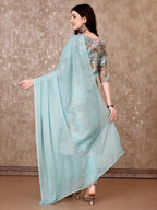 Embroidered & Floral Printed Kurta With Pant & Dupatta Premium Luxury, Multicolor - Hiral Fashion | Grocsy