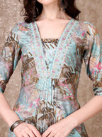 Embroidered & Floral Printed Kurta With Pant & Dupatta Premium Luxury, Multicolor - Hiral Fashion | Grocsy