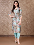 Embroidered & Floral Printed Kurta With Pant & Dupatta Premium Luxury, Multicolor - Hiral Fashion | Grocsy