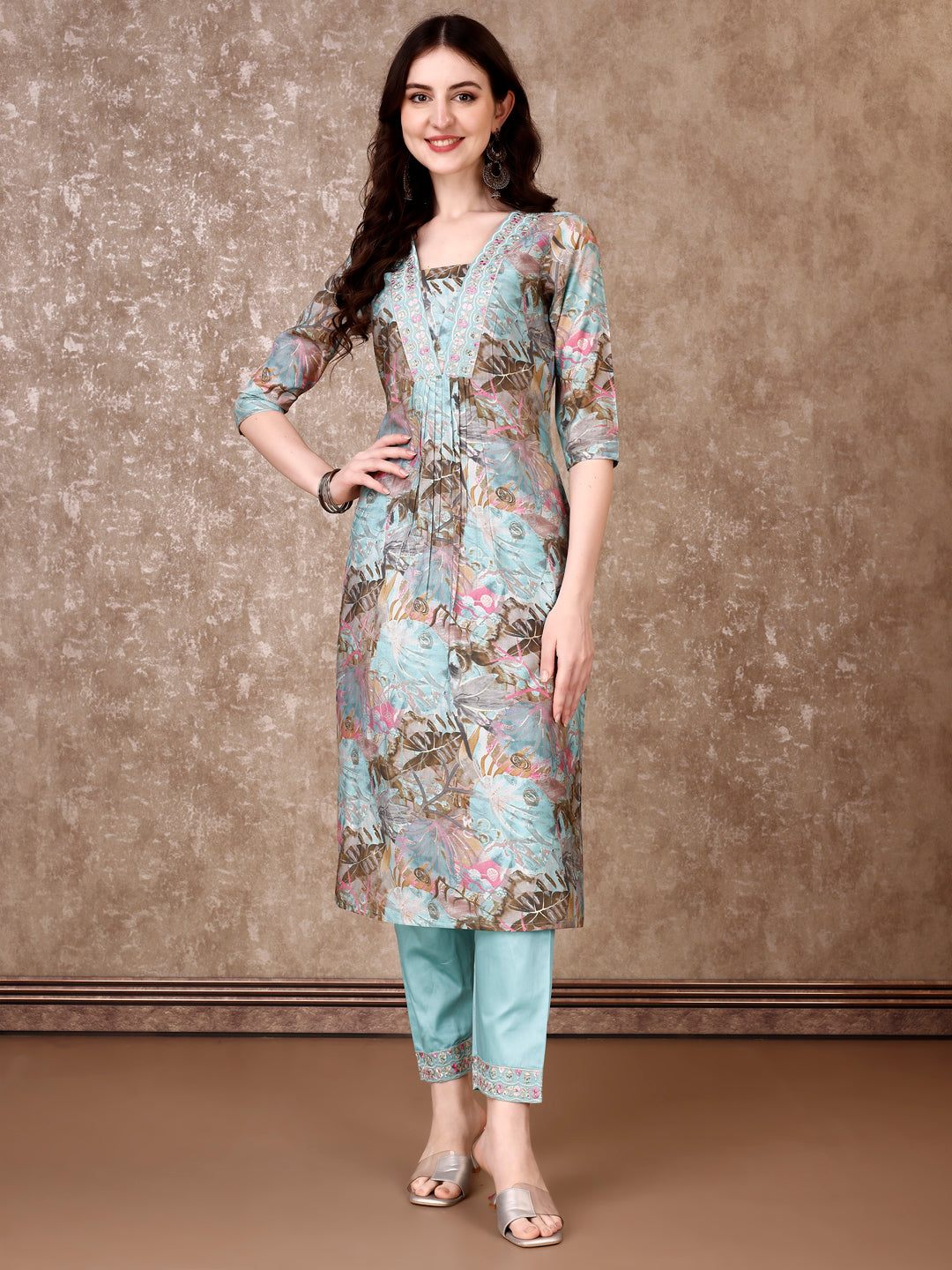 Embroidered & Floral Printed Kurta With Pant & Dupatta Premium Luxury, Multicolor - Hiral Fashion | Grocsy