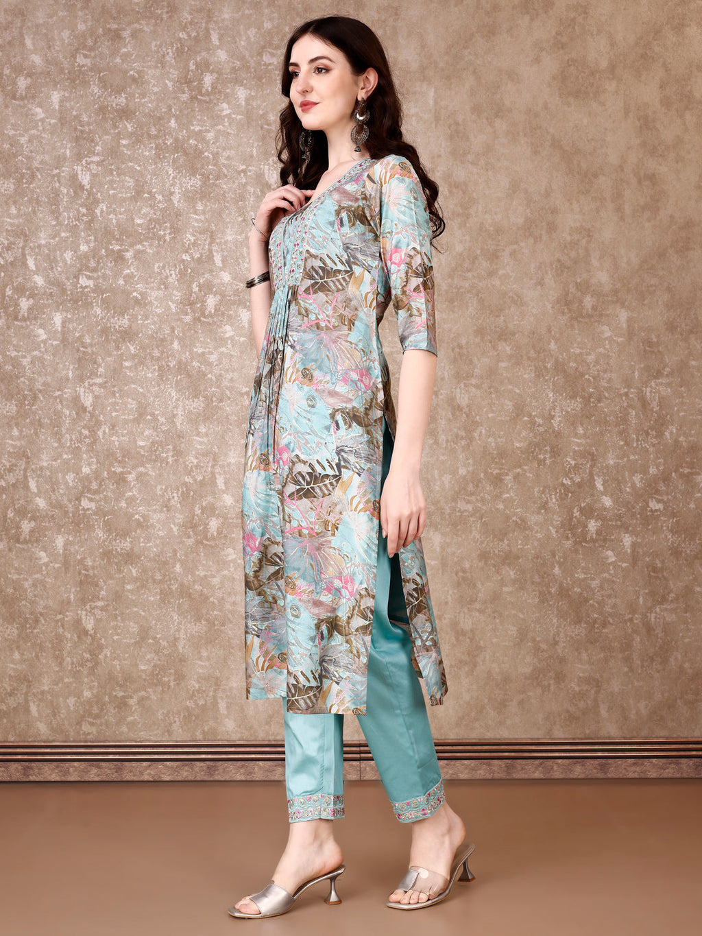 Embroidered & Floral Printed Kurta With Pant & Dupatta Premium Luxury, Multicolor - Hiral Fashion | Grocsy