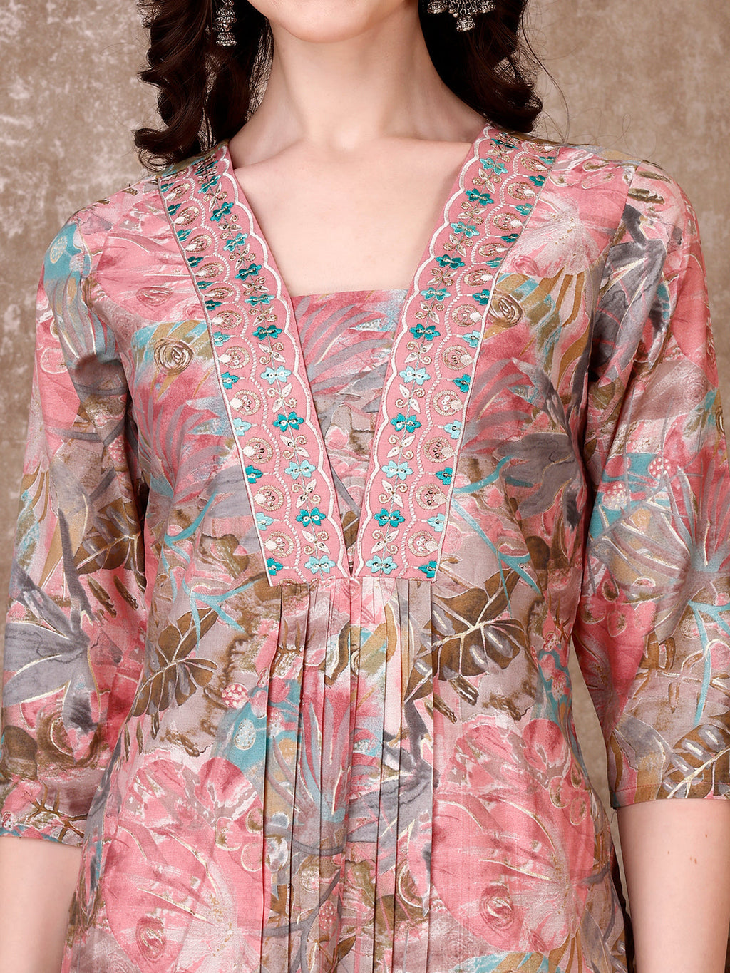 Embroidered & Floral Printed Kurta With Pant & Dupatta Premium Luxury, Multicolor - Hiral Fashion | Grocsy