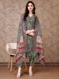 Hand Embroidered & Brasso Kurta With Pant & Organza Printed Dupatta, Green - Hiral Fashion | Grocsy